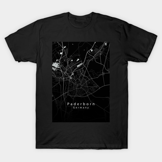 Paderborn Germany City Map dark T-Shirt by Robin-Niemczyk